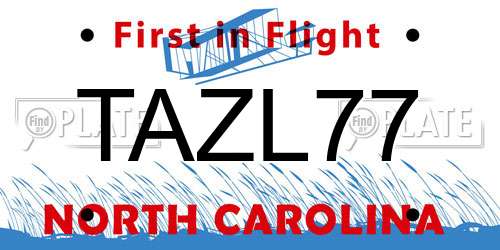 TAZL77 North Carolina License Plate