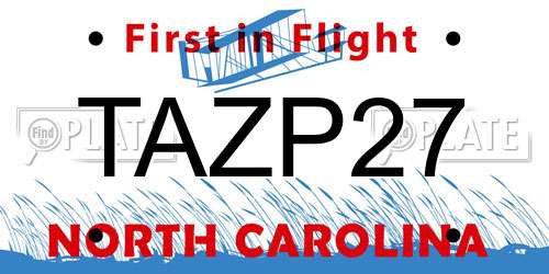 TAZP27 North Carolina License Plate