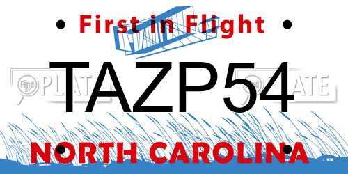TAZP54 North Carolina License Plate