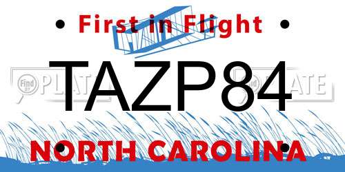 TAZP84 North Carolina License Plate