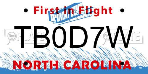 TB0D7W North Carolina License Plate