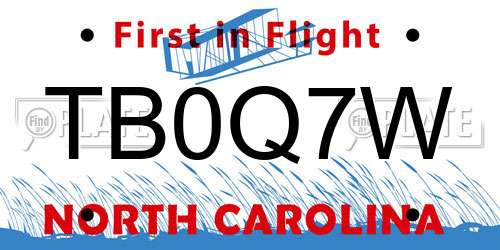 TB0Q7W North Carolina License Plate