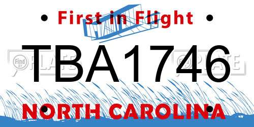 TBA1746 North Carolina License Plate