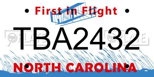 TBA2432 North Carolina License Plate