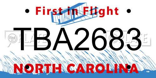 TBA2683 North Carolina License Plate