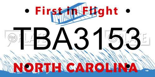 TBA3153 North Carolina License Plate