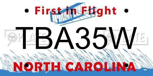 TBA35W North Carolina License Plate