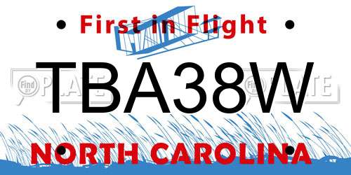 TBA38W North Carolina License Plate