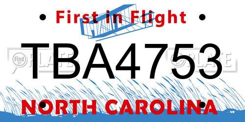 TBA4753 North Carolina License Plate