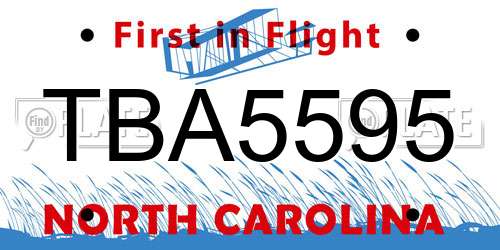 TBA5595 North Carolina License Plate