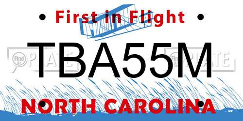 TBA55M North Carolina License Plate