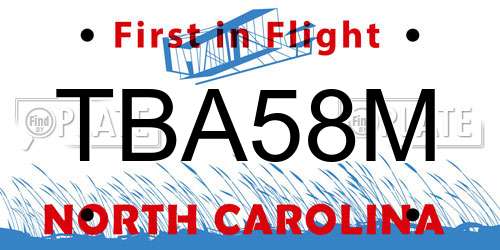 TBA58M North Carolina License Plate