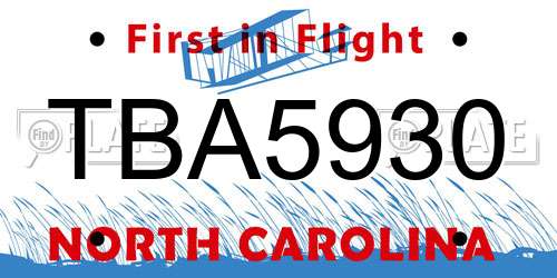 TBA5930 North Carolina License Plate