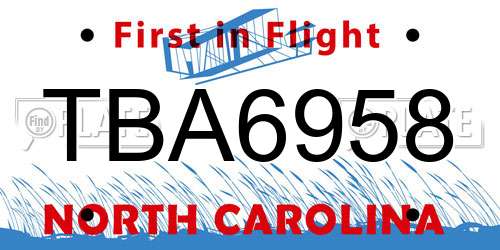 TBA6958 North Carolina License Plate
