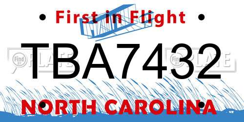 TBA7432 North Carolina License Plate