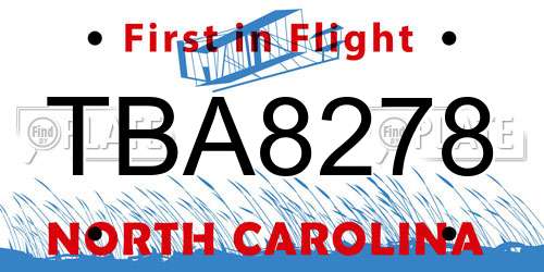 TBA8278 North Carolina License Plate