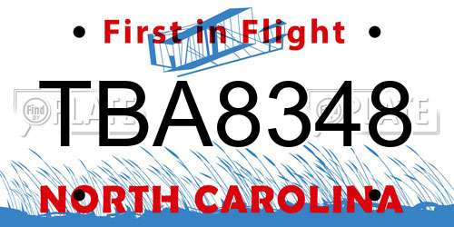 TBA8348 North Carolina License Plate
