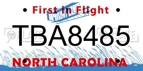 TBA8485 North Carolina License Plate