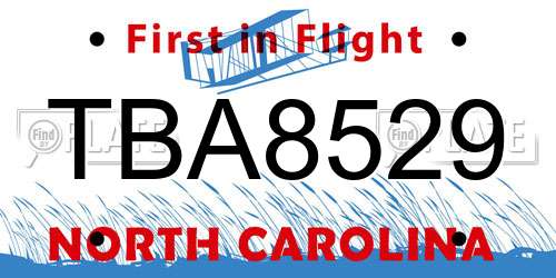 TBA8529 North Carolina License Plate