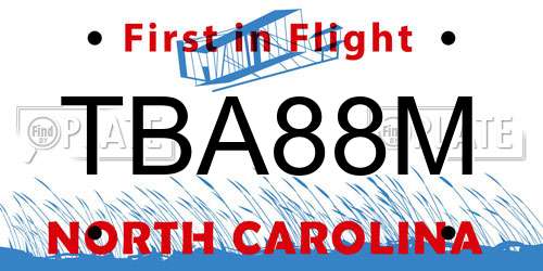 TBA88M North Carolina License Plate