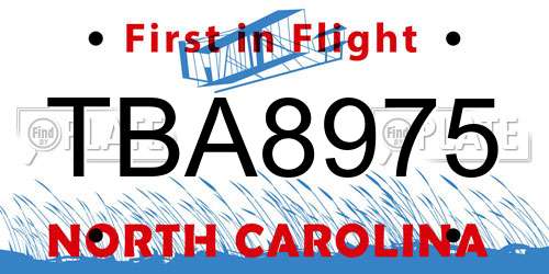 TBA8975 North Carolina License Plate