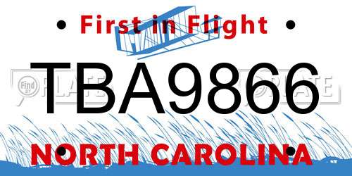 TBA9866 North Carolina License Plate