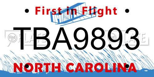 TBA9893 North Carolina License Plate