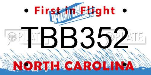 TBB352 North Carolina License Plate
