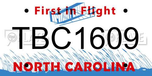 TBC1609 North Carolina License Plate