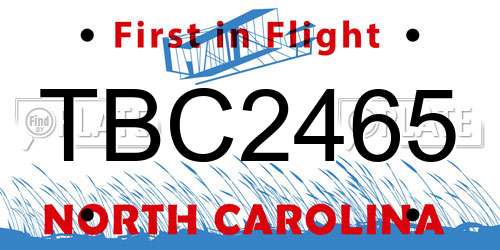 TBC2465 North Carolina License Plate
