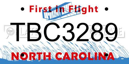 TBC3289 North Carolina License Plate