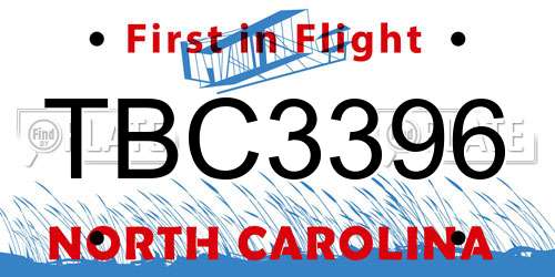 TBC3396 North Carolina License Plate