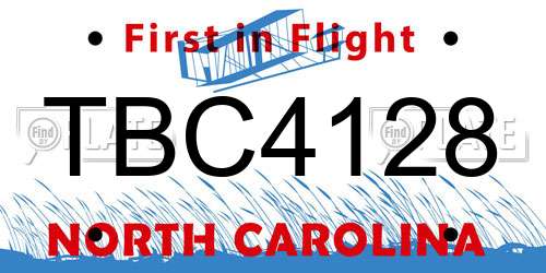 TBC4128 North Carolina License Plate