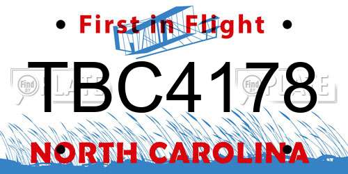 TBC4178 North Carolina License Plate