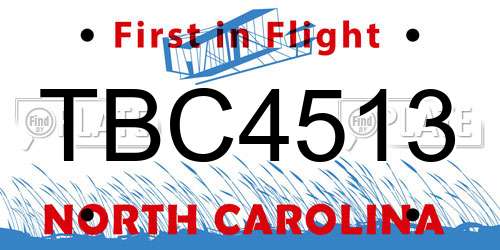 TBC4513 North Carolina License Plate
