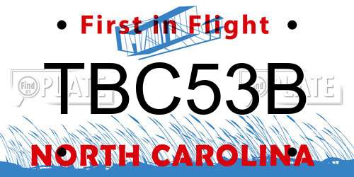 TBC53B North Carolina License Plate