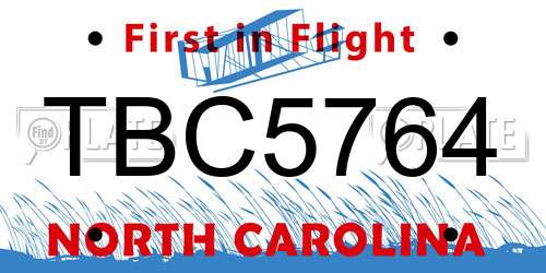 TBC5764 North Carolina License Plate