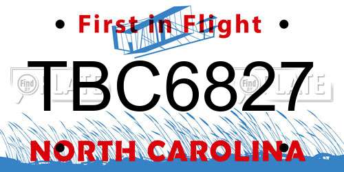 TBC6827 North Carolina License Plate