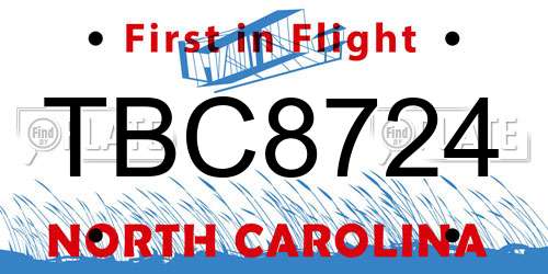 TBC8724 North Carolina License Plate