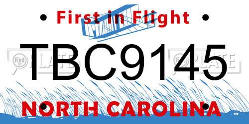TBC9145 North Carolina License Plate