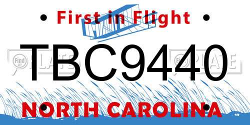 TBC9440 North Carolina License Plate