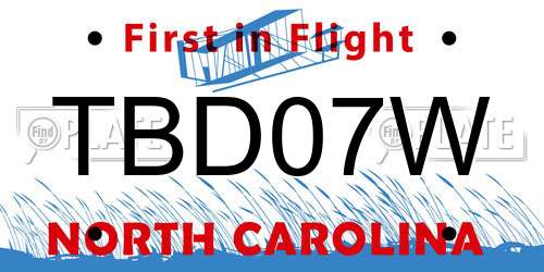 TBD07W North Carolina License Plate