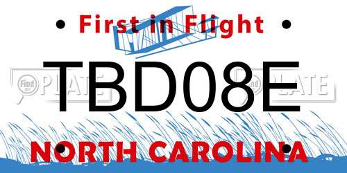 TBD08E North Carolina License Plate