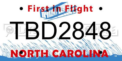 TBD2848 North Carolina License Plate