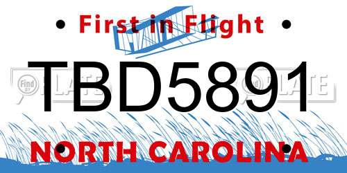 TBD5891 North Carolina License Plate
