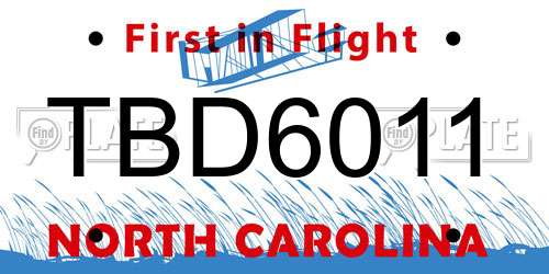 TBD6011 North Carolina License Plate