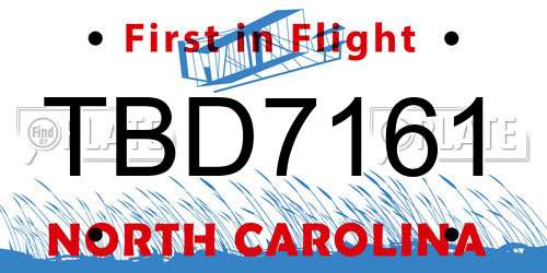 TBD7161 North Carolina License Plate