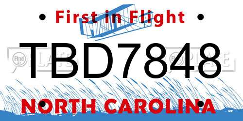 TBD7848 North Carolina License Plate