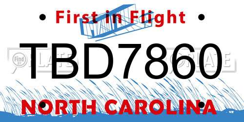 TBD7860 North Carolina License Plate