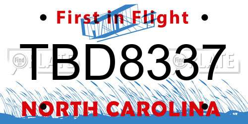 TBD8337 North Carolina License Plate